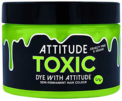 Attitude Hair Dye Toxic Neon UV Semi-Permanente Haarfarbe Grün – Elektrisierende Leuchtende Farbe – Vegan & Tierversuchsfrei – Hergestellt in Holland