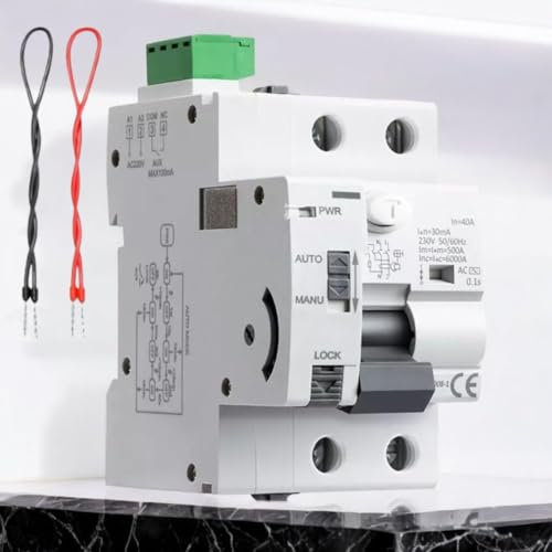 Interruptor diferencial CLASE F Superinmunizado con 2 polos 40A 30 mA carril Din, Protección Avanzada contra Sobrecorrientes y Fugas, Seguridad Superior