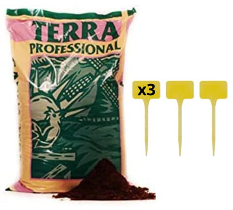 GROWMANIA Tierra para Macetas Canna Terra Professional 50 Litros - Tierra para Macetas Rica en Nitrógeno + 3 Etiquetas de Regalo
