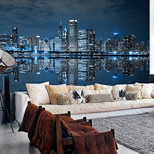 3D Bâtiments De La Ville De Nuit En Noir Et Blanc Papiers Peints Grands Autocollants , Papiers Peints Amovibles | Papier Peint Autocollant 3D Pour Chambre D'Enfant, 250 (largeur) x 175 (hauteur) cm