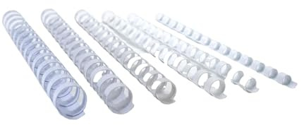 Plastikbinderücken, PVC, 8 mm, 14 Ringe, A5, Weiß, 25 Stück