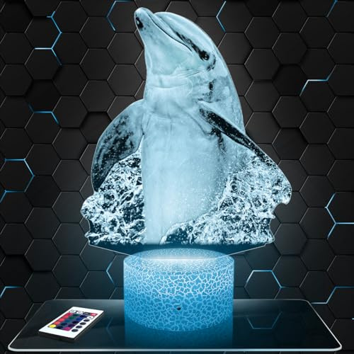 Lampephoto.fr - Lampe 3D Dauphin debout Décoration Animal Marin Reptile, Idée Cadeau Homme Femme Objet Dauphin debout Veilleuse Adulte Déco Chambre, Idee Cadeau Noel Homme Femme Original, TOP