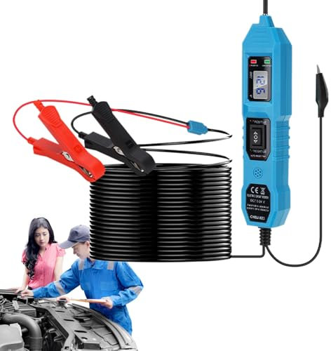 Prüfleuchte mit Voltmeter, Kfz-Sicherungsprüfer - Spannungsprüfstift 3,5-36 V DC Batterieleistungsdetektor - Bidirektionaler LED-Elektroprüfstift mit Krokodilklemme und Kontrollleuchte für PKW Anulely