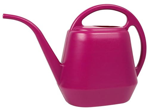 Hintyne Regadera De 4 litros para Interiores con Pico Largo Regadera para Plantas con Doble Asa Y Boca Ancha Antideslizante A Prueba De Humedad para Interiores Y Exteriores Rosa Roja