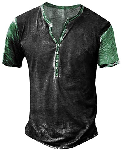KONG JIMFAN Herren Henleyshirt Weihnachtspullover Herren Mit Beleuchtung Muskelshirts Herren Kostüm Henley Shirt Herren Tshirts T Shirt Blau Herren Weihnachts Hemd Herren Hemd Gelb(#7 Green,L)