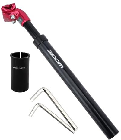 Yongness Tige de Selle Suspendue en Alliage d'aluminium, Diamètre 30,9mm, Longueur 350mm pour VTT, Vélos de Ville (Noir-Rouge)