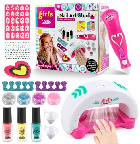 Nagelstudio Kinder Mädchen,Bastelset Kinder für 7 8 9 jährige Mädchen,6-12 Jahre Nagellack Kinder Spielzeug Mädchen Make-up Kinder Mädchen für Teenager Mädchen Geburtstag Weihnachten Halloween Party