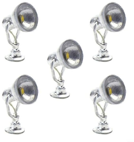 Modelleisenbahn 187 Lampe, Strahler, Flutlichter, 5 warmweiße LEDs, geeignet für OO-Skala, bieten einen realistischen Lichteffekt (warmweiß)