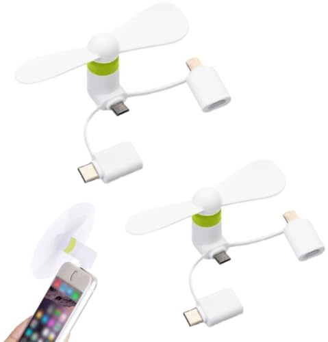 Cerioll Ventilatori USB, Ventole per Telefoni, Mini Ventilatore, Ventilatore Per Cellulare, Mini Ventilatore Portatile 3 in 1 USB per Casa, Mini Ventilatore USB per Telefoni Android/USB Di Tipo C
