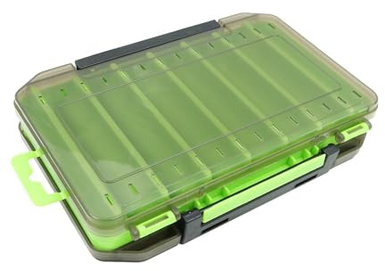 Namvo Boîte de pêche, boîte de matériel, boîte de Rangement, Plastique avec 14 grilles, boîtes à appâts Transparentes et étanches, boîte à leurres de pêche pour appâts et hameçons, Vert