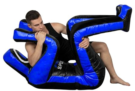 RTX MMA Grappling Dummy 180 cm – Judo, brottning, BJJ, självförsvarsträning dummy vinyltyg ofylld boxningssäck för submission- och försvarsövningar (blå – vinyl)