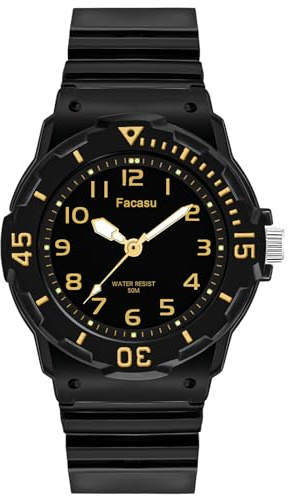 Facasu Kids Analog Watch for Boys Girls,50M Waterproof Children Quartz Soft Strap,Easy to Read Learn Time Watch for Kids Ages 4-12