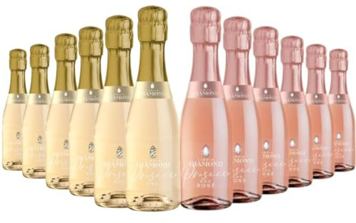 Liquid Diamond | Prosecco Mini Multipack 10.5% ABV | 12 x 20cl | Crafted in Valdobbiadene, this mixed selection includes elegant DOC Prosecco with fresh notes of apple, pear and peach.