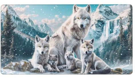 Mauspad XXL 600x300mm, Mauspad Wolf Mousepad, Berg Schreibtischunterlage Kinder, Wasserdicht Mauspad Gaming, Vernähte Kanten Desk Mat, Anti-Rutsch Mouse Pad, für Gaming, Büro, Zuhause, Geschenk ly-376