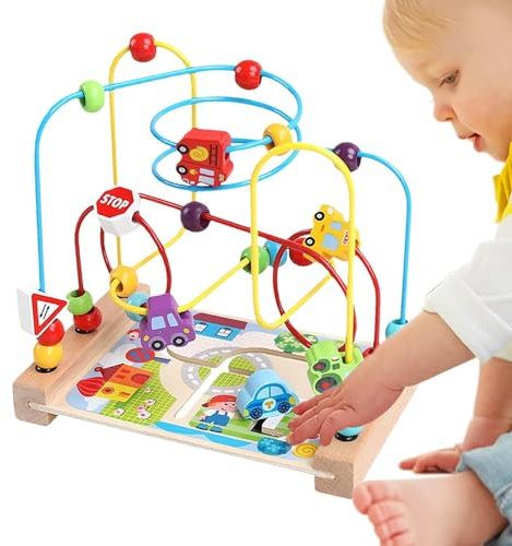 Generisch Bead Maze | Wooden Bead Maze Toy for Toddler, Wood Roller Coaster Maze Toy, Educational Bead Maze Game, Wooden Developmental Maze Toy for Kids Interactive Learning & Educational Purpose