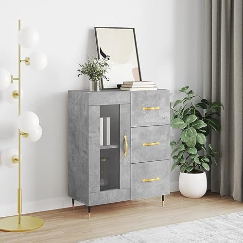 Annlera Sideboard Moderne Schrank Beistellschrank Stilvollen Buffetschrank Aufbewahrungsschrank für Wohnzimmer Schlafzimmer oder Flur Minimalistischen Design Betongrau 69,5x34x90 cm