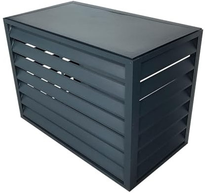 YLANMEI Cubierta Decorativa para Aire Acondicionado con Bomba de Calor, Pantalla de privacidad, protección Exterior para Invierno, Marco de Listones de Aluminio a Prueba de Viento,Grey-B110*60 * 80cm