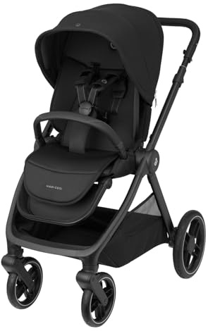 Maxi-Cosi Oxford Baby Kinderwagen, 0–4 Jahre, 0–22 kg, kompakt zusammenklappbar, Geräumiger Sitz, Sanfte Federung, 3 Liegepositionen, 10 kg großen Aufbewahrungskorb, Twillic Black
