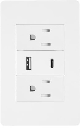 HAOQUOOU USB Outlets, 10-amp wall Socket with USB Type C Port,Dual USB Multi-Port，Tamper-Proof sockets, Including wall Panels, Ul Certification（Matte White）
