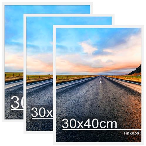 Tinkeps Bilderrahmen 30x40 cm Weiß 3er Pack, MDF | Bilderrahmen für Fotos, Poster, Kunstbilder, Wandmontage, Hoch- und Querformat, mit Acrylplatte, Zuhause, Büro, Galerie