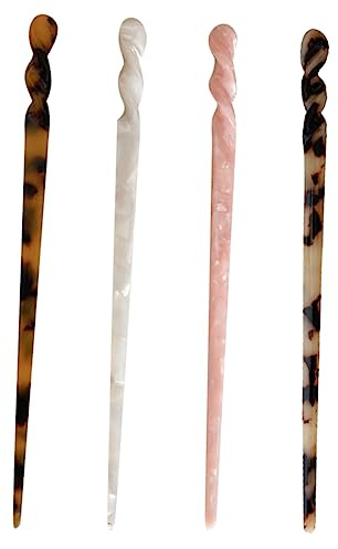 Vaguelly 4 Pezzi Bacchette per Chioma Vintage in Foglio di Acetato Tocco Confortevole, Accessori per Chioma Donna per Acconciature Serali e Eventi Speciali