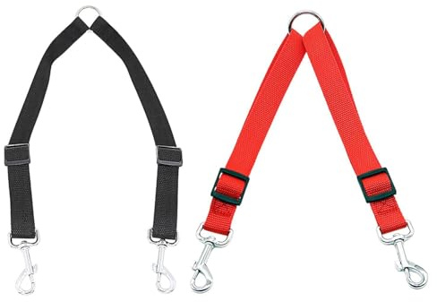 KSBBHDS 2 Pièces De Laisse À Double Fil, Laisse Réglable, Fournitures De Formation pour Animaux De Compagnie, Fournitures De Voyage pour Chiens (Noir, Rouge).
