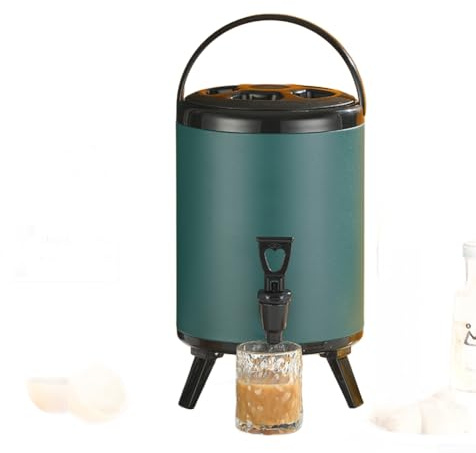 Isolierter Teeeimer, isolierter Getränkeeimer, heiß und kalt, doppellagig, isolierter Tee-Wassereimer, für Outdoor-Camping (10 l, grün)