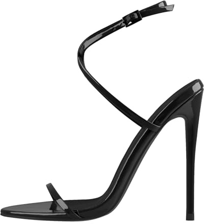 Meinabsatz Sandales à talons aiguilles pour femmes Escarpins Talons hauts Sandales à lanières Bout rond ouvert Slingback, Noir , 39 EU