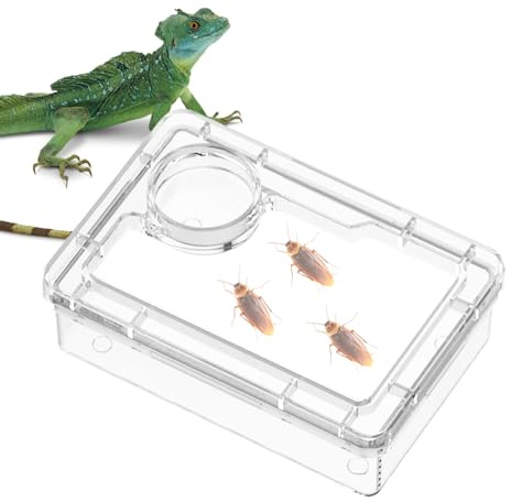 Frfik -Futterstation | Anti-Fluchtschale mit Haube, Gecko, Futterspender für Kleintiere, Spinnen, Eidechsen, Schildkröten, Käfig, Tank, Lebensraum, Terrarium, Schlange