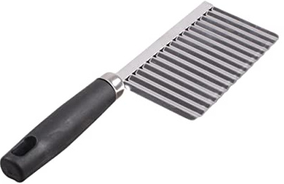 Healifty Couteau Ondulé à Pommes de Terre Bords Fantaisie en Acier Inoxydable Noir, Outil Cuisine Trancheuse Pratique Cuisine pour Découpe de Fruits et Légumes