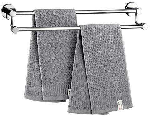 Handtuchhalter zur Wandmontage, 80 cm, Edelstahl, doppelte Handtuchstange, Chrom, gebürstetes Finish, elegantes Badetuchregal für Badezimmer-Aufbewahrung und Nization