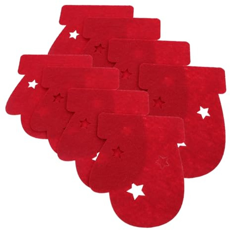 Homoyoyo 8pcs Christmas Silverware Holder Red Xmas Mitten Cutlery Bags Festive Fork Storage for Holiday Dinner Table Decoration Party Accessories