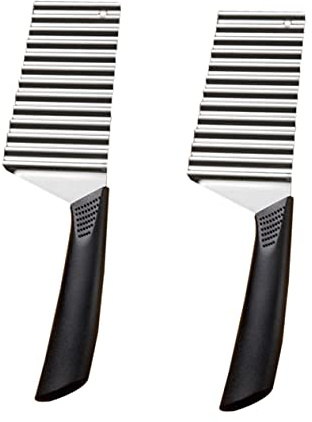 Mipcase 2 pièces Coupe Pommes de Terre Ondulé Inox Trancheuse Manuelle pour Frites et Légumes Outil Portable Sûr Lame Crantée Découpe Rapide Uniforme