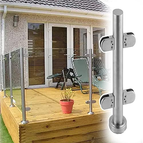 Kit de balustrade en verre en acier inoxydable pour terrasses et patios Système de garde-corps intérieur/extérieur 90/95/105 cm de hauteur Finition argentée élégante