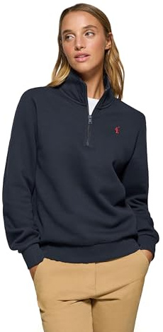 Polo Club Felpa da Donna con Chiusura a Mezza Zip 100% Cotone - Maglia a Maniche Lunghe con Logo