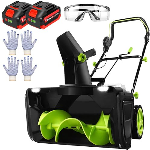 Lo spazzaneve da 20 pollici include, 2 spazzaneve a batteria da 20 V, 2 batterie da 4,0 Ah e caricabatterie, ideale per passaggi pedonali e vialetti, motore senza spazzole