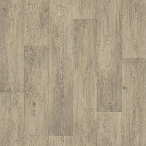 Aged Oak 619M Greige Wood Plank Effect Turbo Vinyl Flooring | - 2m x 1.5m (6ft6 x 4ft11)