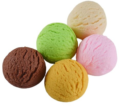Angoily 5Pcs Artificial Ice Cream Balls Model, Lifelike PVC Display Prop for Dessert Shops, Shopping Mall Decoration, Realistic Food Sample Set