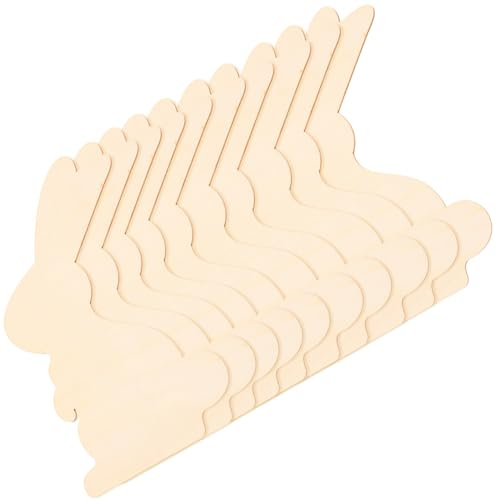 POPETPOP 10 Stück 10 Stück Osterhasen Holzscheiben aus Unbehandeltem Holz Kleine Selbstgemacht Holzfiguren zum Basteln und Osterdekorieren Natürliche Holzscheiben für Innenräume