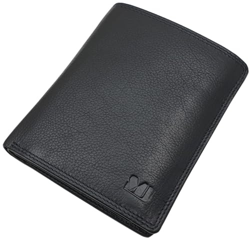 myledershop DDDM - Cartera de piel de vacuno con protección RFID y NFC, color negro