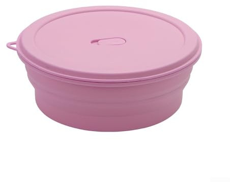 Set di ciotole pieghevoli in silicone, ciotole pieghevoli in silicone con coperchio, stoviglie salvaspazio per campeggio, picnic, pranzo in ufficio e viaggi (750 ml, viola)