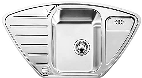 BLANCO LANTOS 9 E-IF | Edelstahl | Einbauart: Einbau von Oben & Flächenbündig | Hauptbecken mittig | für 60 cm breite Unterschränke | Widerstandsfähig gegenüber Kratzern | Eckspüle