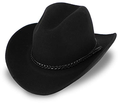 fiebig Westernhut Chuck mit Kunstlederband | Cowboyhut aus 100% Wollfilz Made in Italy | Individuell formbar | Wollfilzhut in vielen Größen