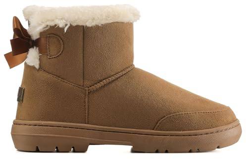 Holly Womens One Bow Tall Classic Waterproof Winter Rain Snow Boots - Tan - 6-39 - AEA0239