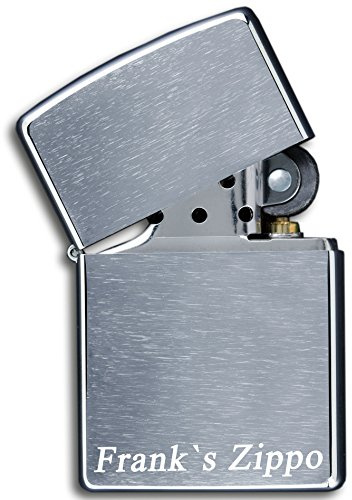 3Dglas Original Feuerzeug mit Text Gravur - 1 zeilig | Chrom gebürstet | kompatibel mit Zippo