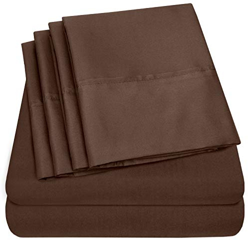 Sweet Home Collection Twin Size Bed Sheets - 4 Piece 1500 Supreme Collection Fine Brushed Microfiber Deep Pocket Twin Sheet Set Bedding - 1 EXTRA PILLOW CASES, GREAT VALUE, Brown