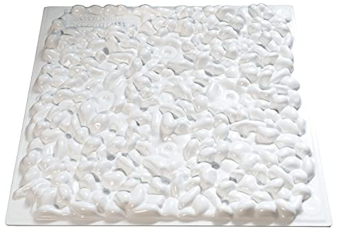 Fußreflexzonen Massage Matte/Platte zur Akupressur – Fußmassagematte zur Reflexzonenmassage & Entspannung/Fußreflexzonenmatte/Akupressurmatte - Fit mit Krieger’s Kieseltritt® intensiv 50x50 cm weiß