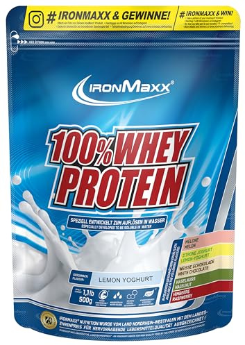 IronMaxx 100% Whey Protein 500g - Lemon Joghurt - Leckerer High Protein Shake, 37g Protéine par portion, boisson énergisante pour entraînement intensif, avec BCAA et EAA
