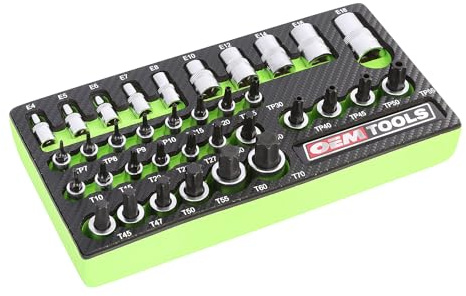 OEMTOOLS 23991 35 Piece Multi-Drive Star Socket Set, Torx Socket Set with EVA Foam Tray, Designed to Fit in Cabinets and Tool Boxes, Easy Identification