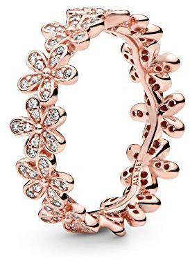 PANDORA Daisy Flower Ring in Roségold mit 14 Karat rosévergoldete Metalllegierung und Cubic Zirkonia Steinen Moments Collection, Größe 54